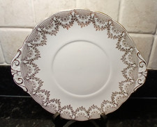 Vintage Royal Standard Bone China Cake Sandwich Biscuit Plate White Gilt Scrolls