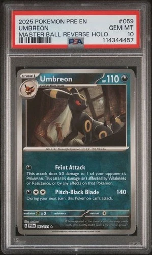 Umbreon (Master Ball Pattern) 059/131 Sv: Prismatic Evolutions Holo - PSA 10!