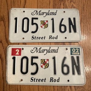 π₯π₯ Maryland 1992 matching pair of STREET ROD License Plate #105-16N π₯π₯