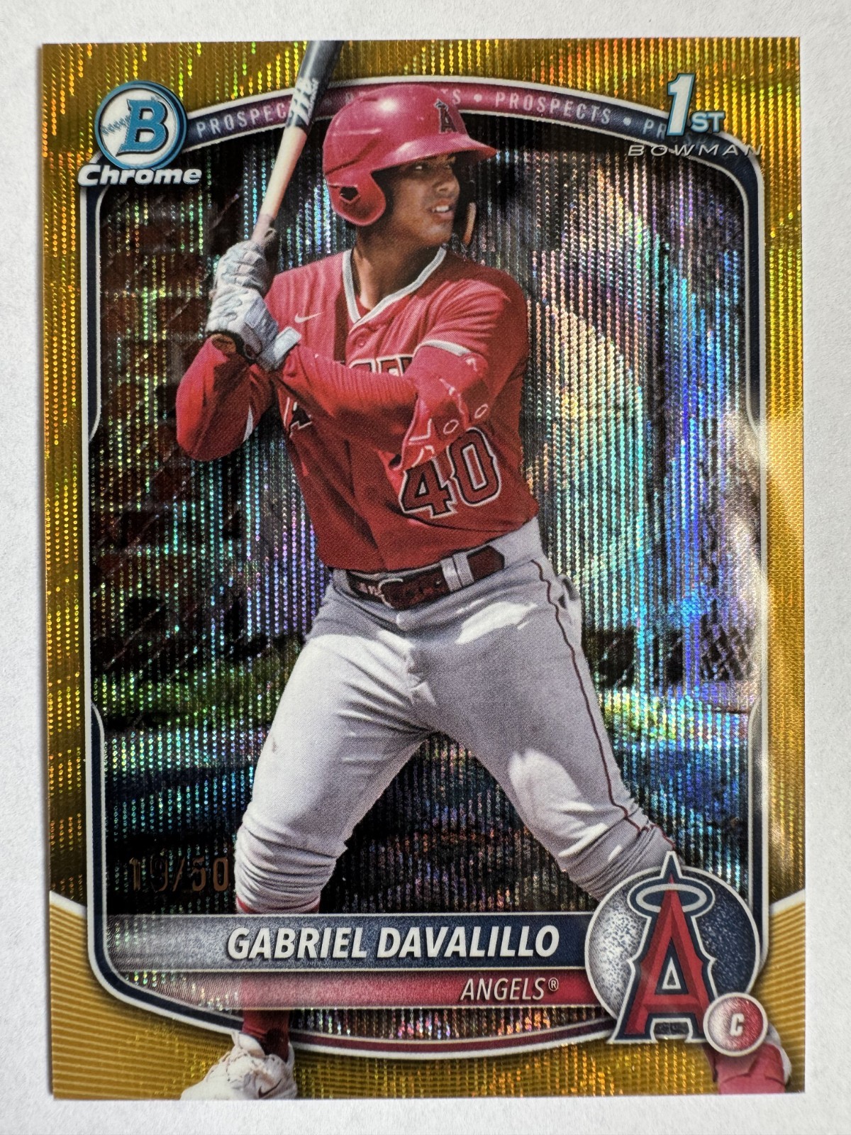 2025 Bowman Chrome Gabriel Davalillo 1st Bowman Gold Wave Refractor /50