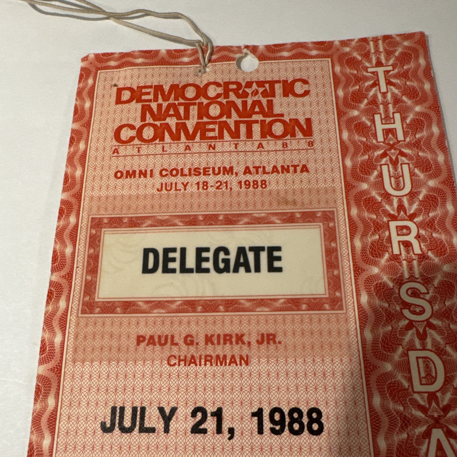 1988 Democratic National Convention Delegate Credential Badge –Atlanta–Original