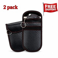 2 Pack Faraday Bag for Key Fob Cage Protector Car RFID Signal Blocking Bag Black