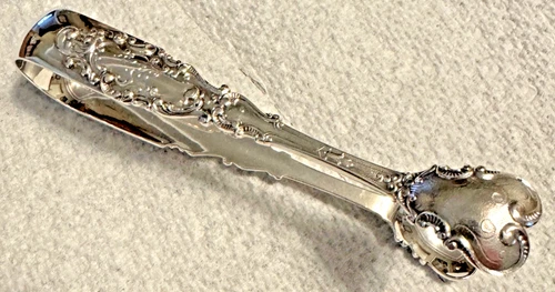 ANTIQUE GORHAM STERLING SILVER SUGAR TONGS IN LUXEMBOURG (1893) PATTERN