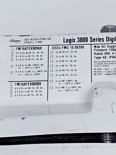 Flowserve Logix 3800 Series Digital Valve Positioner 3821-28EA-D43L-1010-00 - Afbeelding 8 van 14