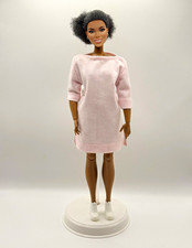 Hand-sewn midi dress for curvy Barbie doll