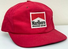 Vintage 1990 s Marlboro Racing Team Red SnapBack Hat Embroidered Patch OSFA Cars
