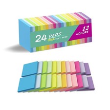 24 Pads Sticky Notes 3x3 Inches,Bright Colors SelfStick Pads, Easy to Post fo...