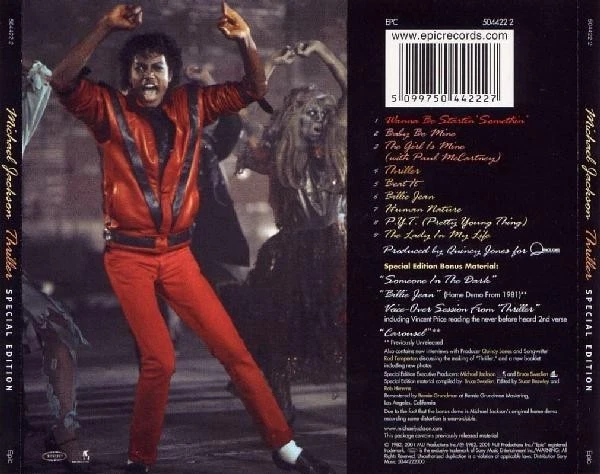 GOLD CD ALBUM MICHAEL JACKSON THRILLER REMASTERED SPECIAL EDITION SLIPCASE 2001 - Photo 4/4