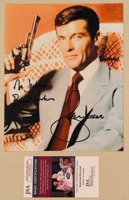 Roger Moore Signed Autographed 8x10 James Bond Photo JSA Cert