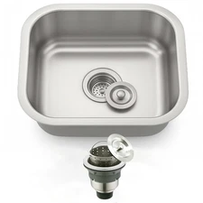 18" x 16" Undermount 18 Gauge Stainless Steel Single Bowl Kitchen & Bar Sink