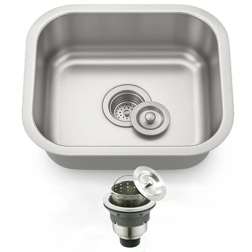 18" x 16" Undermount 18 Gauge Stainless Steel Single Bowl Kitchen & Bar Sink