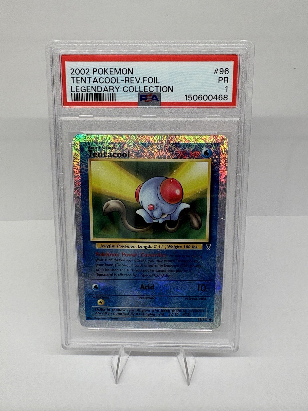 PSA 1 Tentacool Reverse Holo Pokemon Legendary Collection 96/110 Pokemon Card