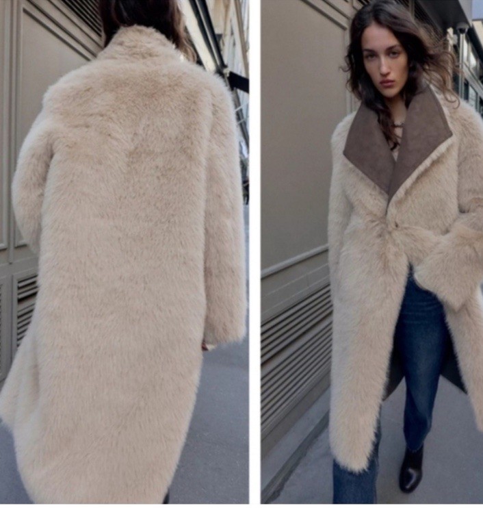 ZARA REVERSIBLE FAUX FUR DOUBLE-FACED LONG COAT  thumbnail 9