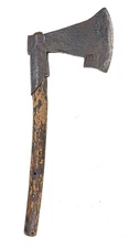 RARE MID 17TH CENTURY SIGNED EUROPEAN BATTLE / ENCAMPMENT AXE w/ ASH HAFT