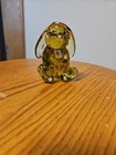 Lenox Fenton Glass Figurine HP Autumn Gold Amber Little Lop Eared Golden Bunny"