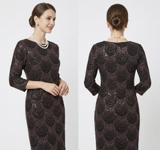 Roman black glitter 3/4 sleeve Christmas party evening above knee dress size 10