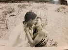 2 Lot ~ 1940's Summertime Beach Affectionate Sweethearts  Vintage B&W Snapshots — photo 2