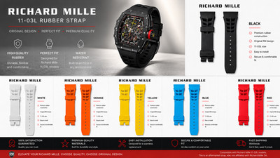 Richard Mille Genuine Rubber  Watch Strap Band RM 11-03L RM011 RM055 RM035 RM030