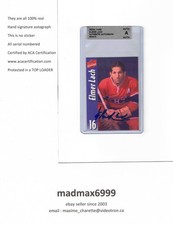 Elmer Lach Montreal Canadiens AUTOGRAPH AUTO SIGNED MOLSON BLUE HOCKEY CARD COA