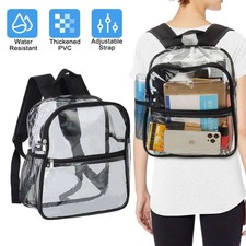 Heavy Duty Clear Backpack Waterproof Transparent Back Bag See Through Book-bag