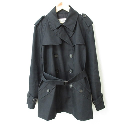 #ad COACH SOLID SHORT TRENCH COAT F86050 size M navy Women USED $75.00