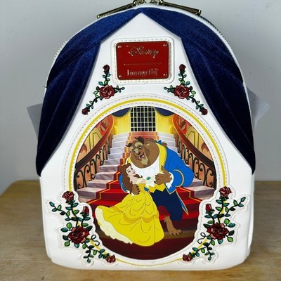 Loungefly Disney Beauty and the Beast Velvet Curtain Ballroom Mini Backpack NWT