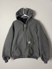 Carhartt J140 Men's L Gray Zip Hooded Insulated Jacket Gravel
