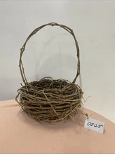 Large Round Primitive Grapevine Farmhouse Basket 10” Diameter 16” W/Handle