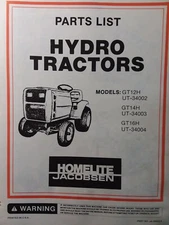 Homelite Jacobsen Hydro Garden Tractor Parts Manual GT12H GT14H GT16H UT-34002