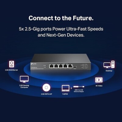TP-Link TL-SG105PP-M2 | 5 Port 2.5 Gigabit Switch | Multi-Gigabit | 4 PoE++ Port