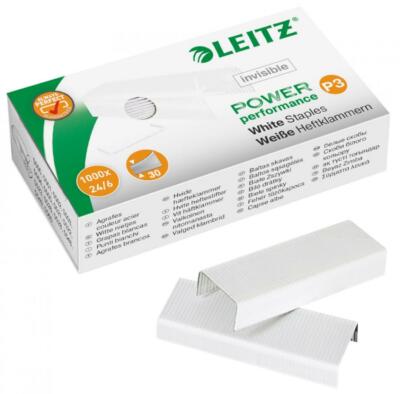 LEITZ Heftklammern Tackerklammern 24/6 Power Performance P3, weiß 1.000 Stück