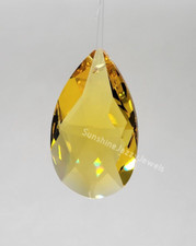Swarovski Crystal Light Topaz 50mm Teardrop 8721 Suncatcher; LARGE Logo Etch