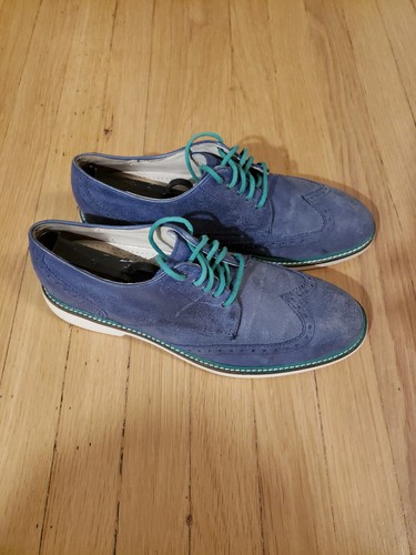 COLE HAAN ORIGINAL GRAND Men's BLUE Leather Wingtip Oxfords Sz.10 - Picture 2 of 9