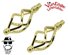 ORIGINAL F&R Vintage Lowrider Oblong Oval Cage Twisted Bicycle Pedals 1/2" Gold