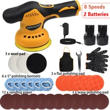 Dual Action Car Polisher Buffer Machine Cordless Sander Polishing Kit 2 Battery