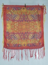 Vintage gorgeous WWll Taj Mahal Silk satin Piano Shawl 1940s scarf 77x71cm
