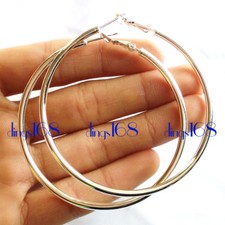 Women's925 Sterling Silver Hypo-Allergenic Large 70MM Tubular Hoop Earrings H578