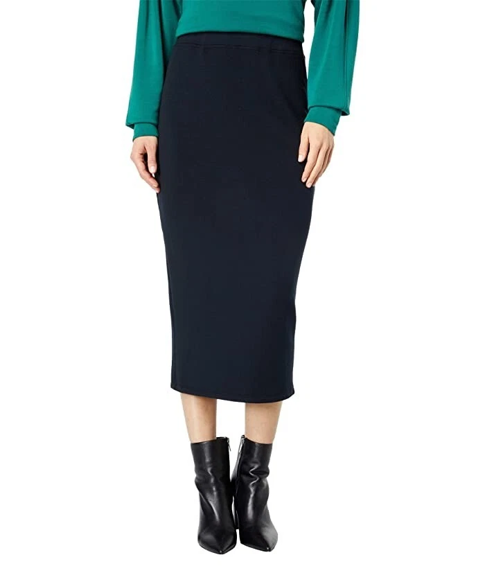 SUNDRY Pencil Slit Pull-On Midi Skirt Black L35115 Womens Size 2