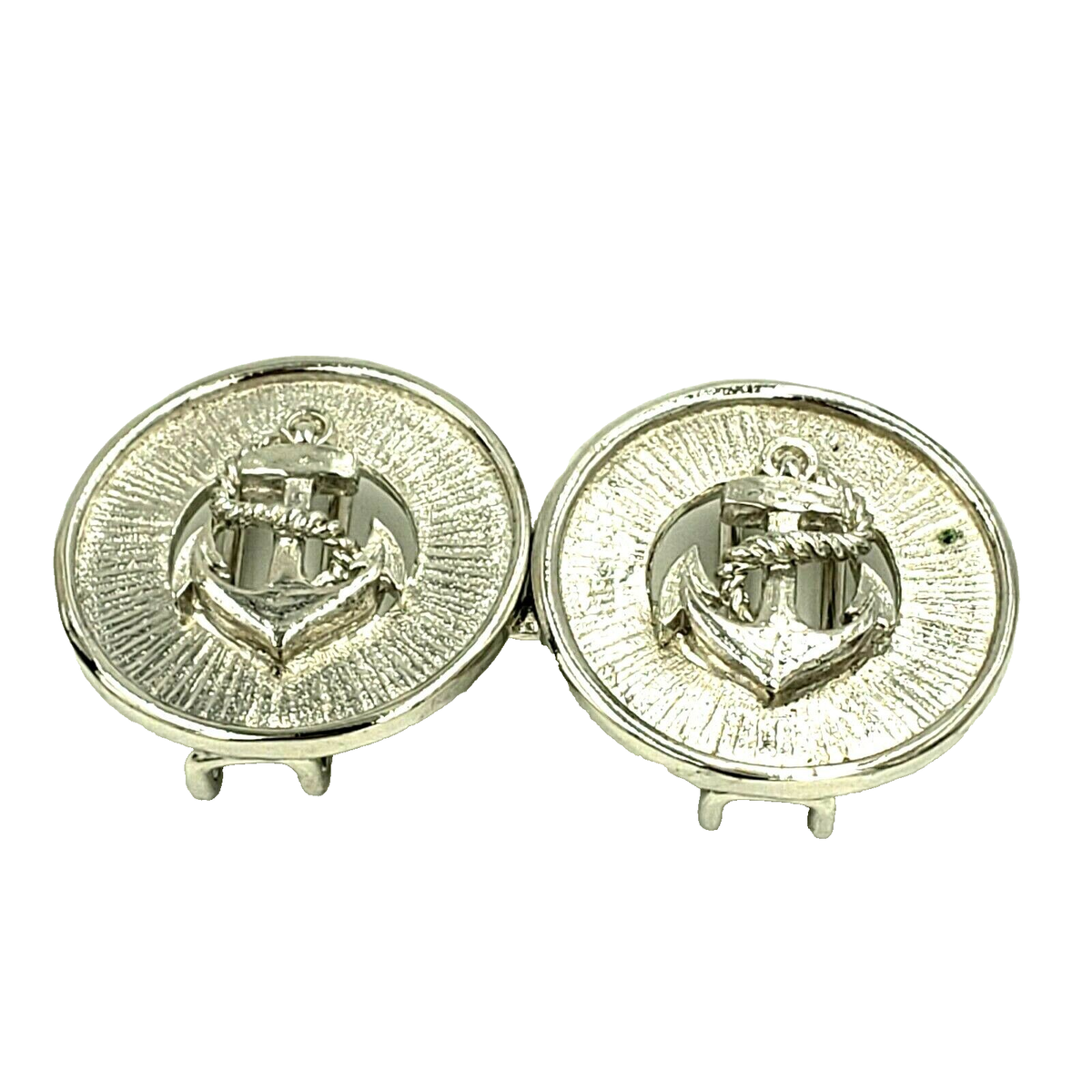 Mimi di N Two Piece Buckle Nautical Anchor Silver Tone VTG  display picture 1