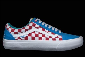 red and blue checkered vans