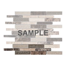 Beige Brown Natural Stone Crackle Glass Blended Mosaic Tile Kitchen Backsplash