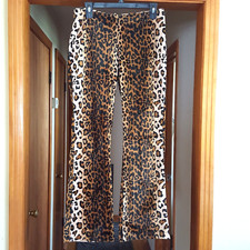 Womens Vintage Pants Leopard Animal Print Brown Beige Black Zip So Good 28 USA