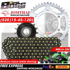 JT F+R Sprocket Silver & Chain X-RING Black/Gold For NINJA/Z-250 520-15-45-120L
