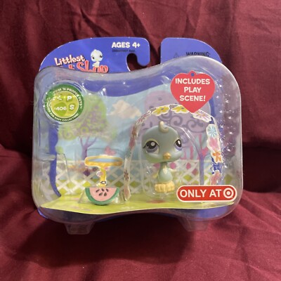 NIB Littlest Pet Shop 2007 Target Exclusive Light Blue PARAKEET BIRD 406 w/Scene