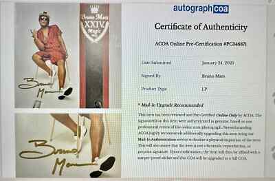 Ultra RARE* Bruno Mars 24K Signed Vinyl 100% Authentic Verified