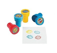 Pack of 4 - Plastic Superhero Self Ink Stampers - Teacher School Supplies