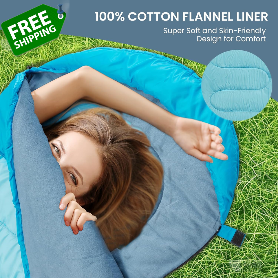 Double Sleeping Bags for Adults 2 Person, XL Queen Size Combinable Two