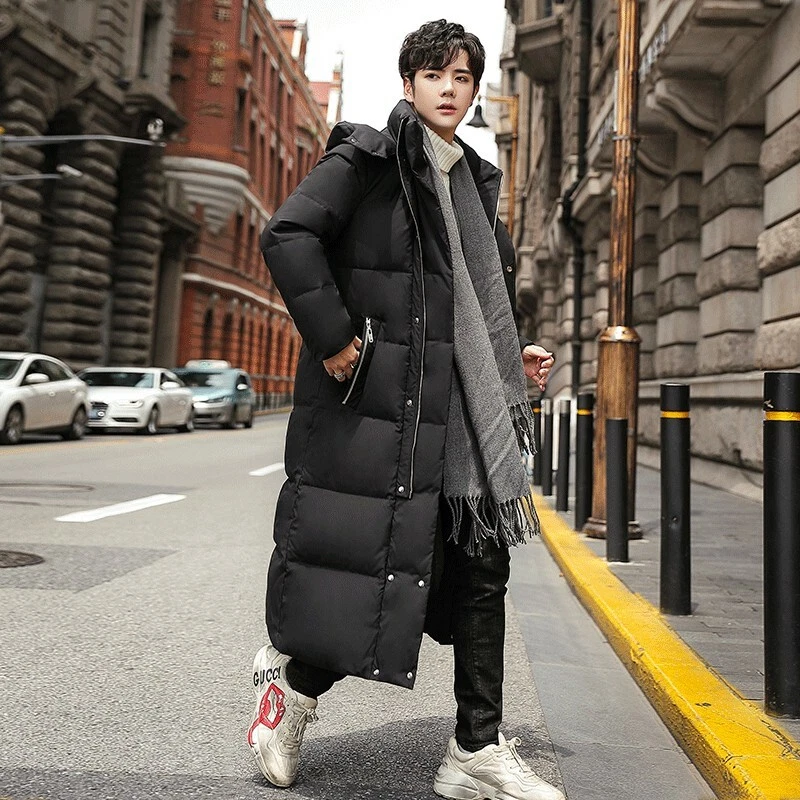 Winter Men's Hooded Puffer Coat Outwear Duck Down Jacket Long Stand Collar Warm  - Image 3 of 4