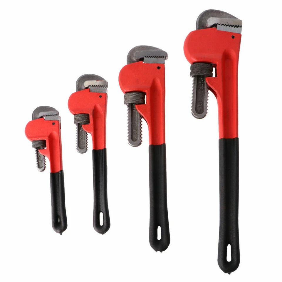 4pc Heavy Duty Pipe Wrench Set Monkey Heat Treated Adjustable 8" 10" 14" 18" NEW - Image 2 of 2