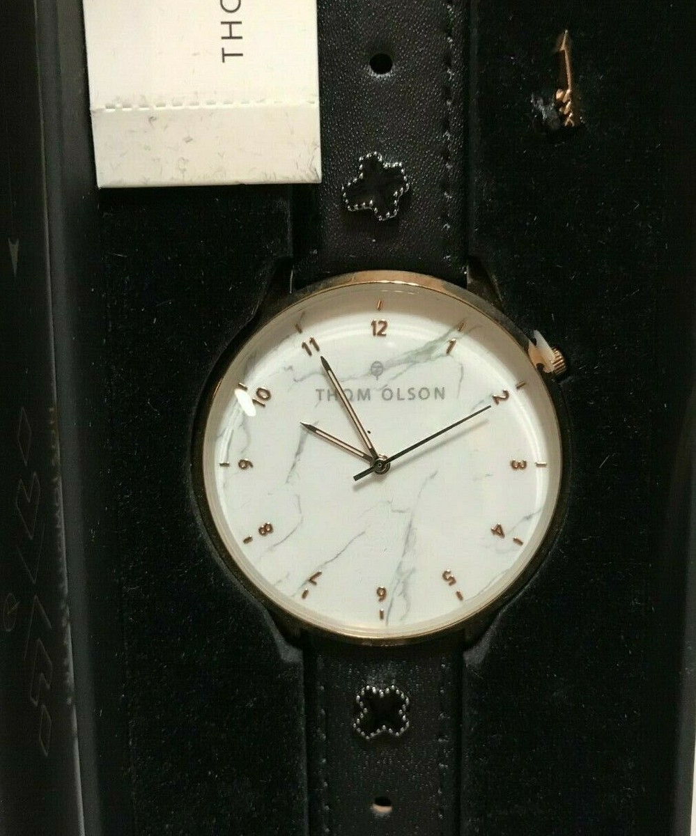 THOMOLSONトムオルソン CBTO001 腕時計 ユニセックス sto012 THOM OLSON 40mm Marble Face Black Leather Watch BRAND NEW